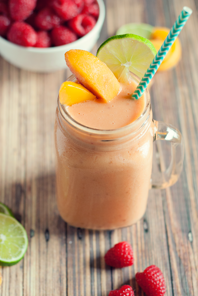 Easy Peach Raspberry Smoothie • A Simple Pantry