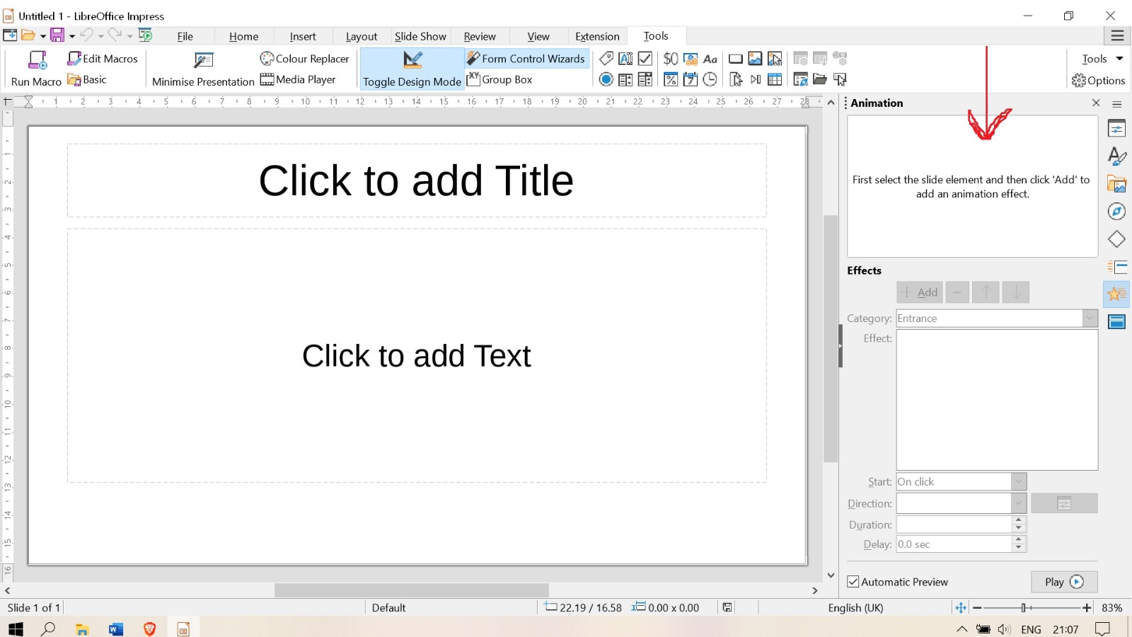 Nothing on Animation pane list English Ask LibreOffice