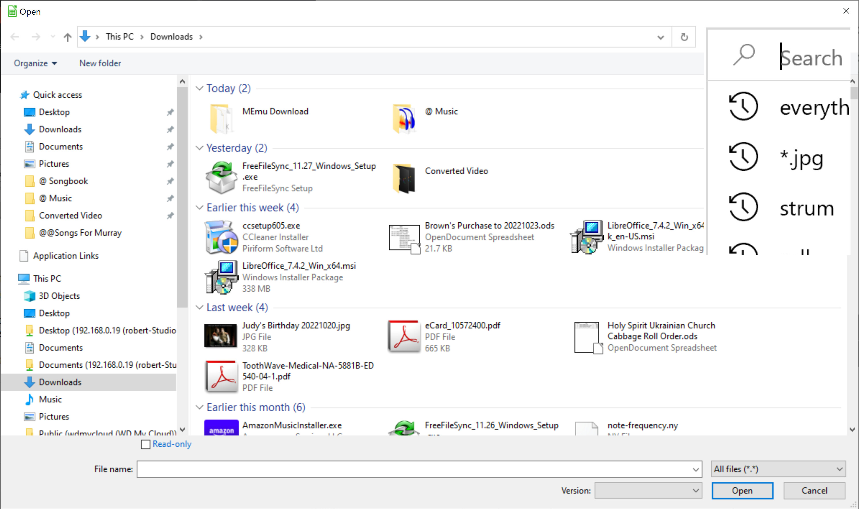 User Interface issue with LibreOffice File Open Dialog (modules