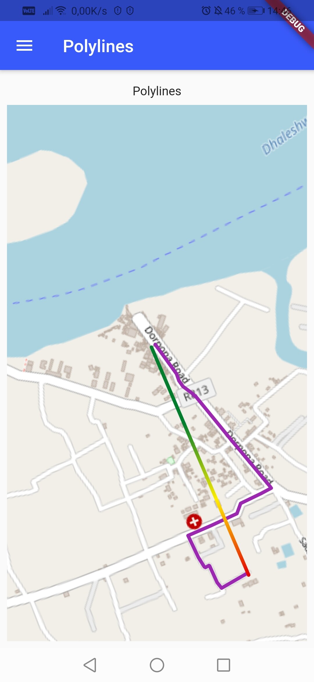 Application Flutter implementing O.R.S and O.S.M with plugin flutter