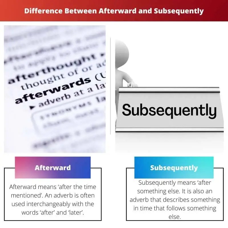 Afterward vs Subsequently Difference and Comparison