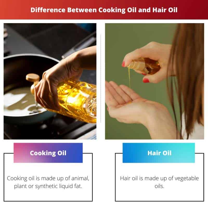 Cooking Oil vs Hair Oil Difference and Comparison