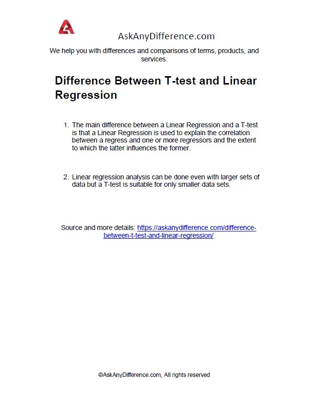 Difference Between Ttest and Linear Regression