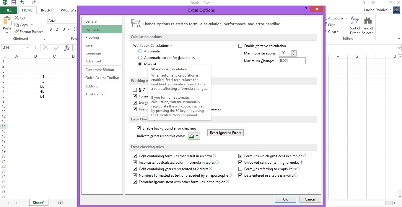 Aplicatia Excel nu mai face calculele in mod automat, cum sa remediati