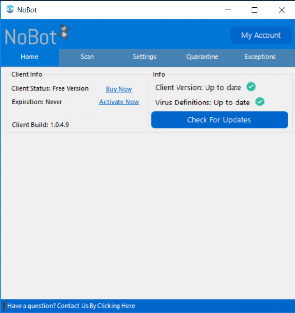 Nobot, antivirus/malware/spyware, keylogger/bots removal tool Askit