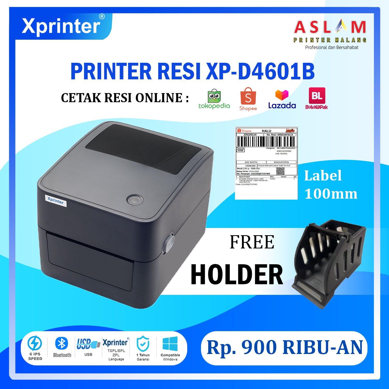 ASLAM PRINTER MALANG Printer Barcode Thermal Baru! XPrinter XPD4601B