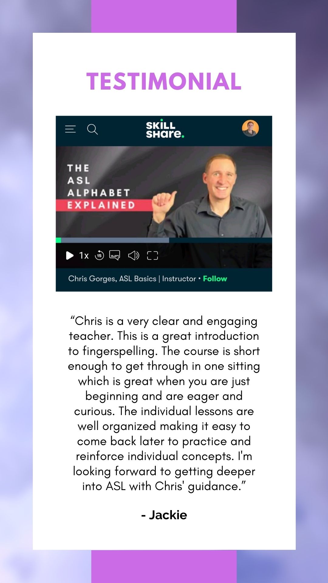 ASL Basics on Skillshare Fingerspelling ASL Basics ASL Basics on Skillshare Fingerspelling ASL Basics
