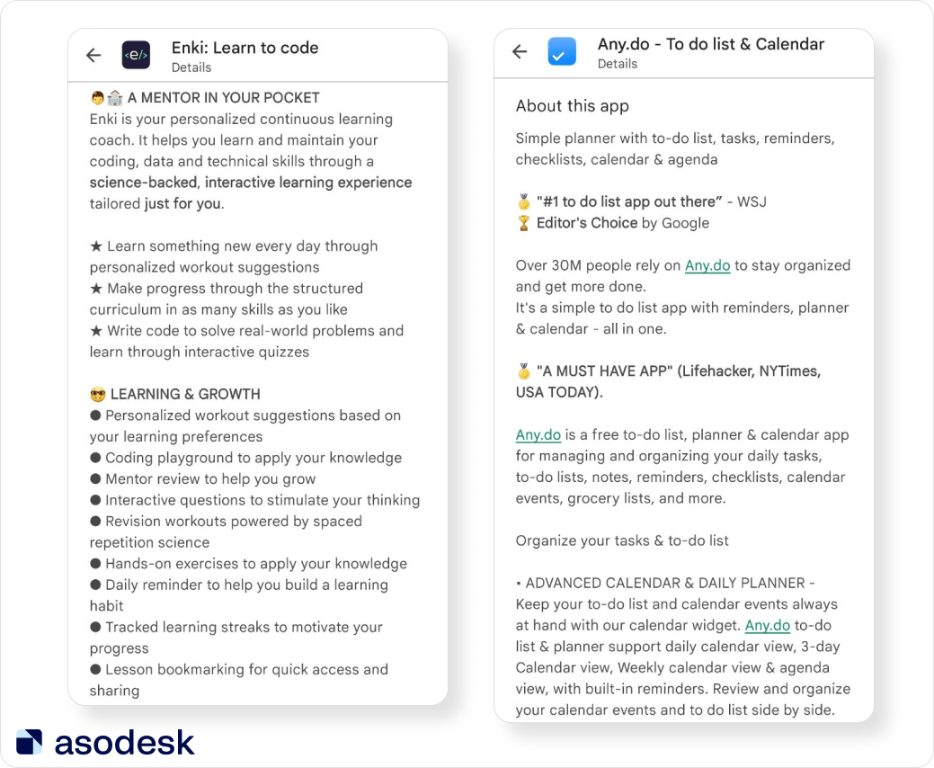 How to write an app description for Google Play and the App Store