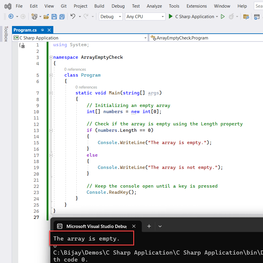 How to Check if an Array is Empty in C?