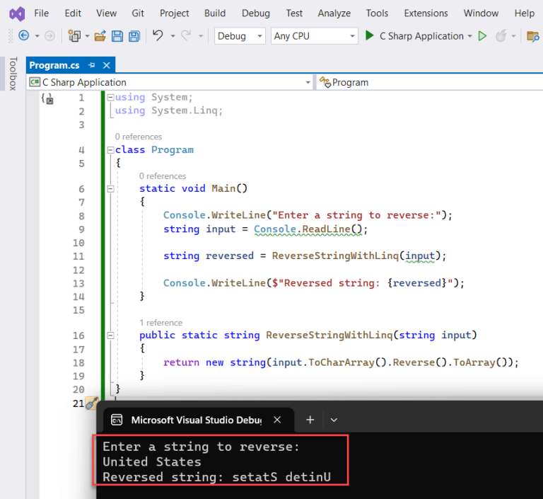 How to reverse a string in C using Linq?