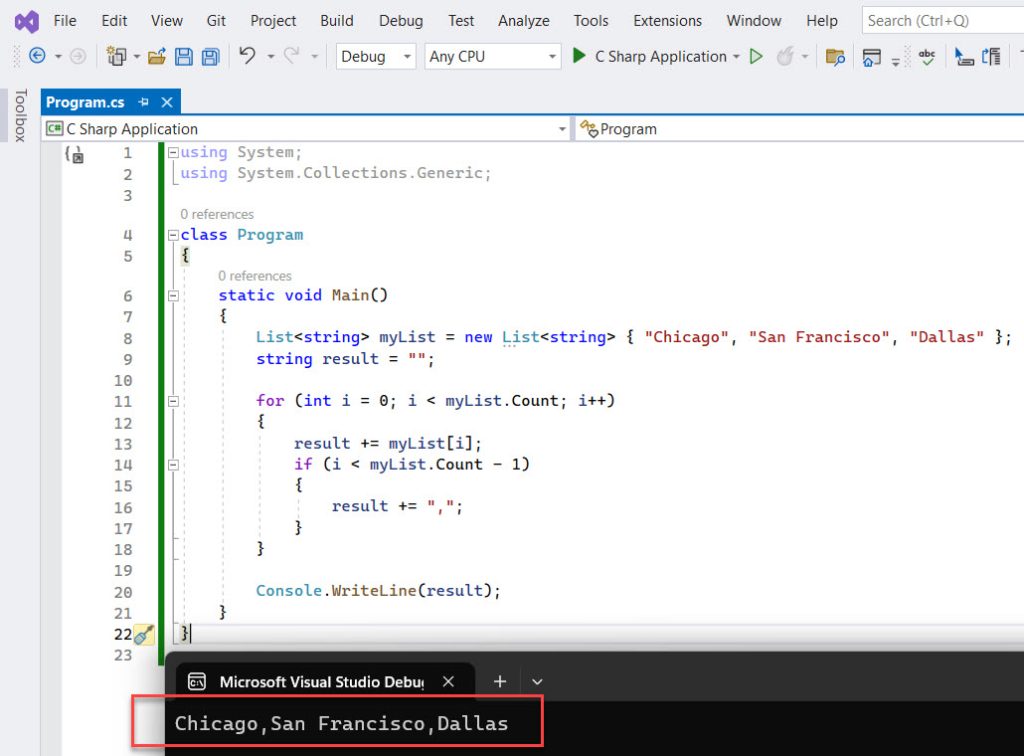 How to Convert a List to a Comma Separated String in C
