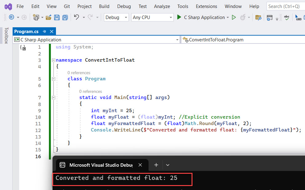 How to Convert int to float with 2 Decimal Places in C