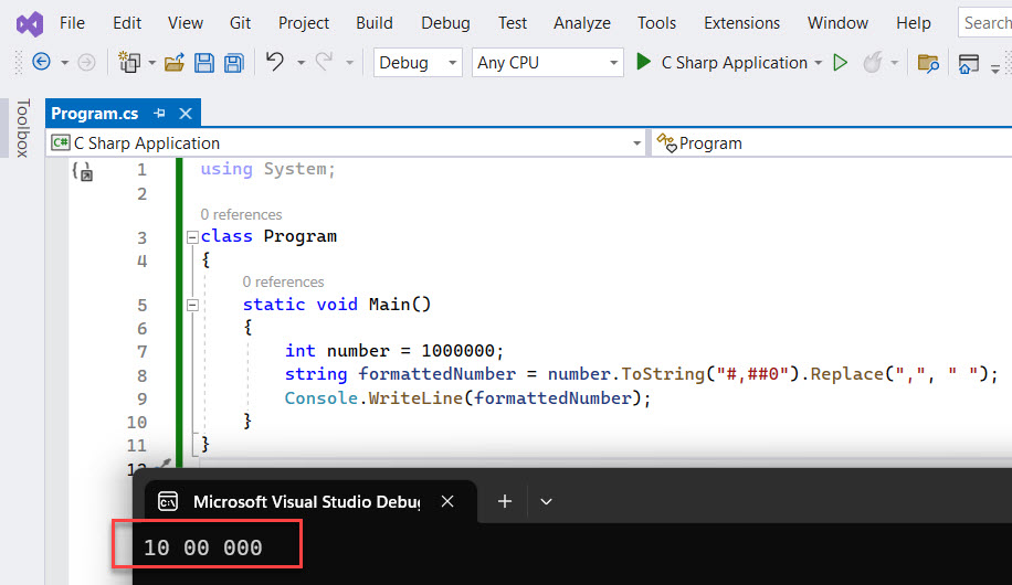 How to Format Number Thousand Separator with Space in C
