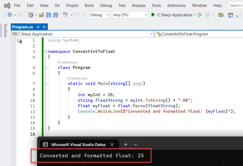How to Convert int to float with 2 Decimal Places in C