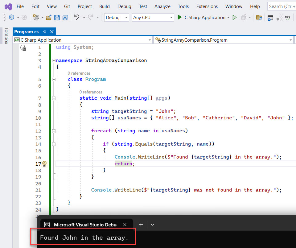 How to Compare String Value with String Array in C?