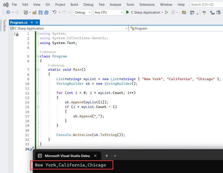 How to Convert a List to a Comma Separated String in C