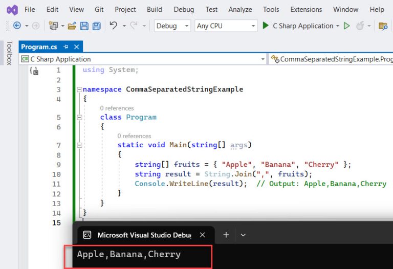 How to Convert Object to Comma Separated String in C?
