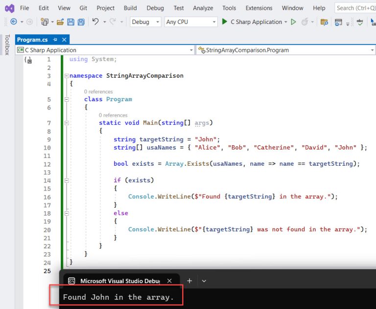 How to Compare String Value with String Array in C?