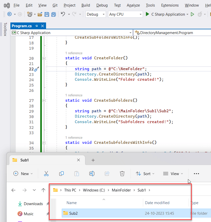 How to Create a Folder with Subfolders in C?