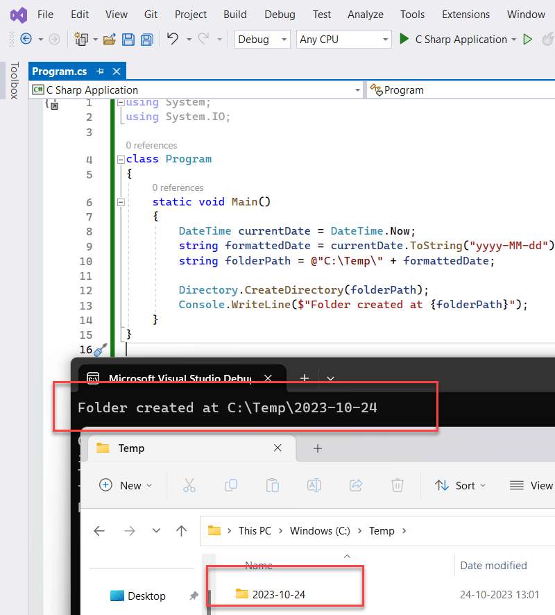 How to Create a Folder with a Date in C?