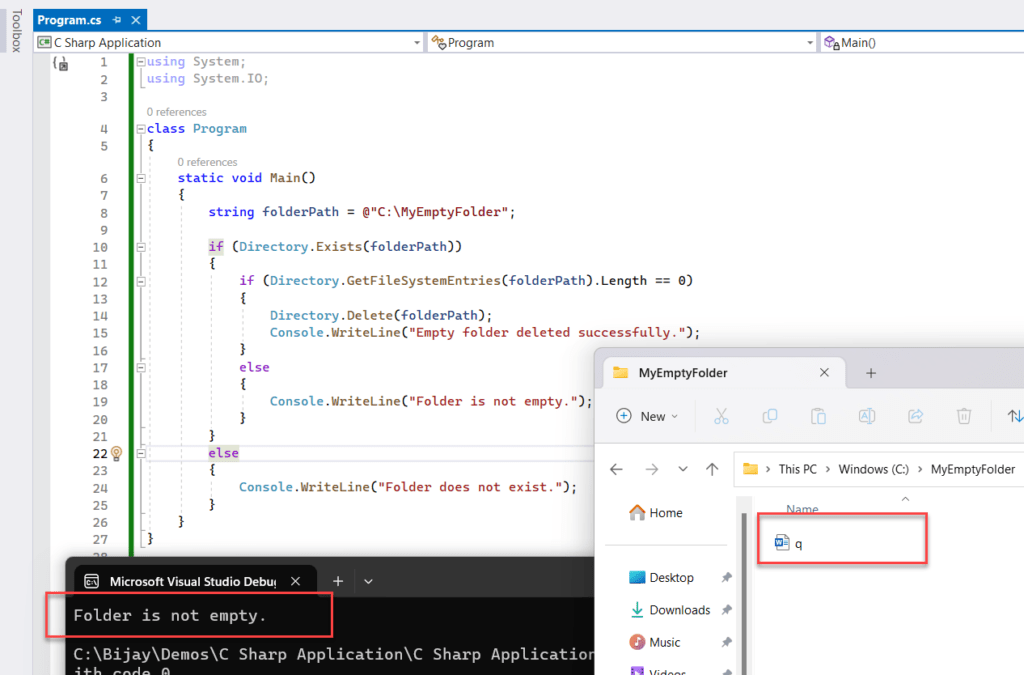 How to Delete Empty Folders in C?