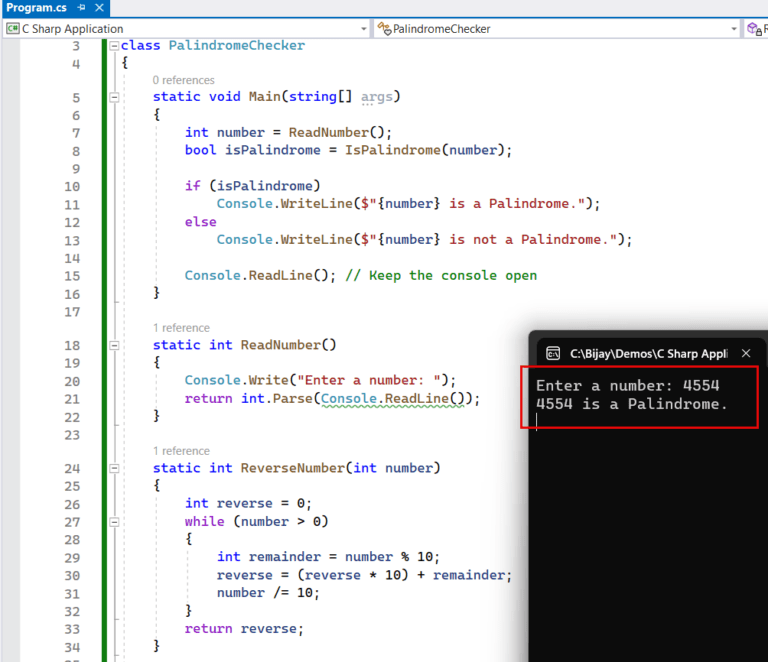 Write A C Program To Check Palindrome Number