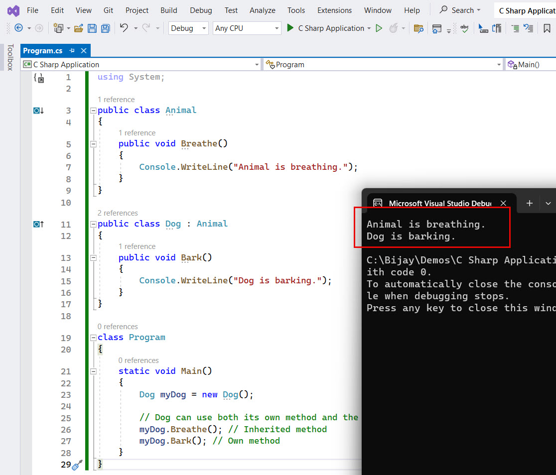 Inheritance in C with RealTime Example