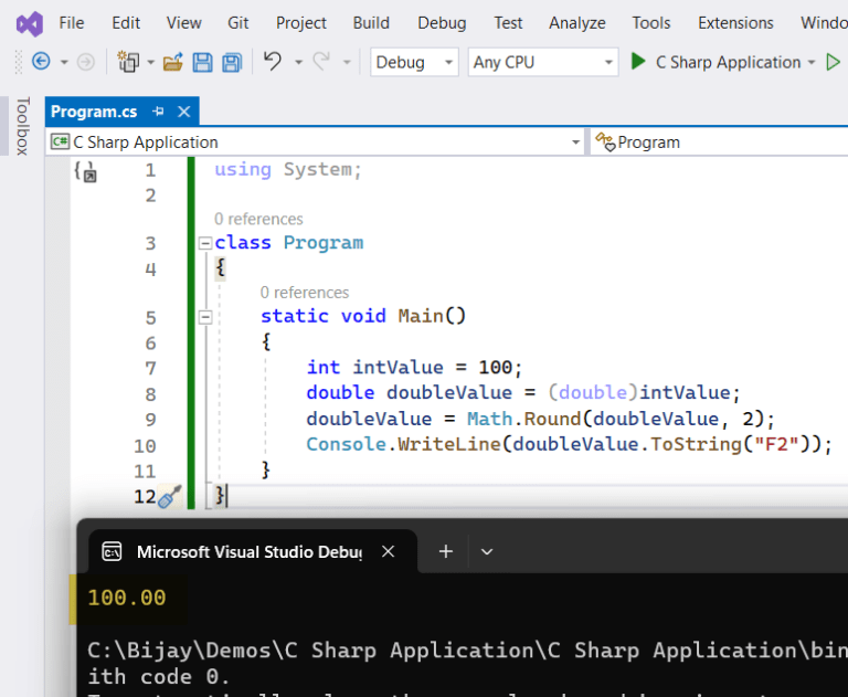 How to Convert int to double with 2 Decimal Places in C?