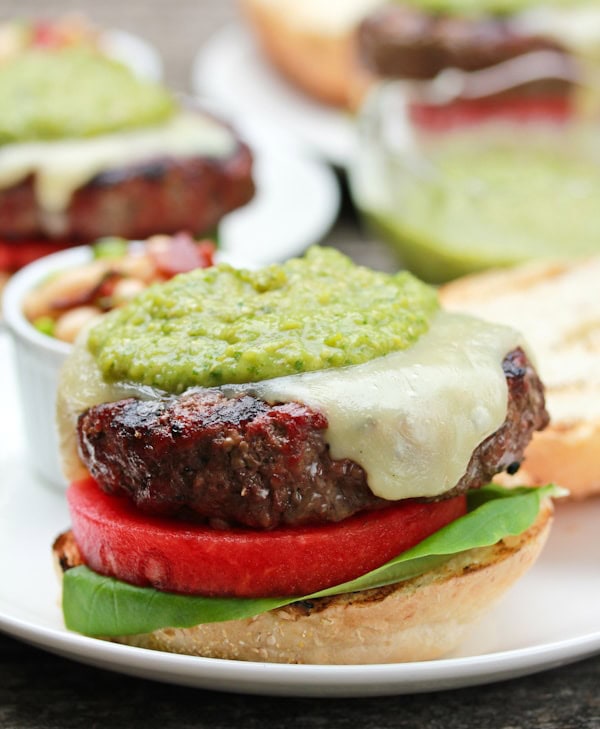Salsa Verde Burgers with Fontina Watermelon and Basil A Spicy Perspective