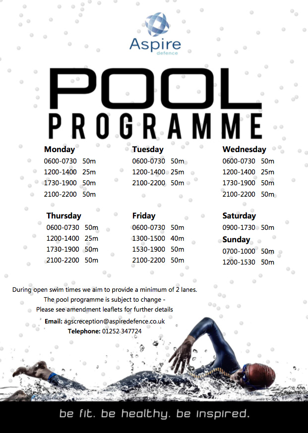 Pool Timetable Aspire Defence Services Limited