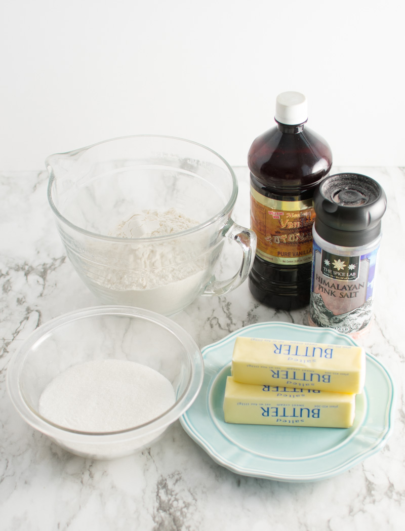 Ingredients needed to make Christmas Shortbread Bites