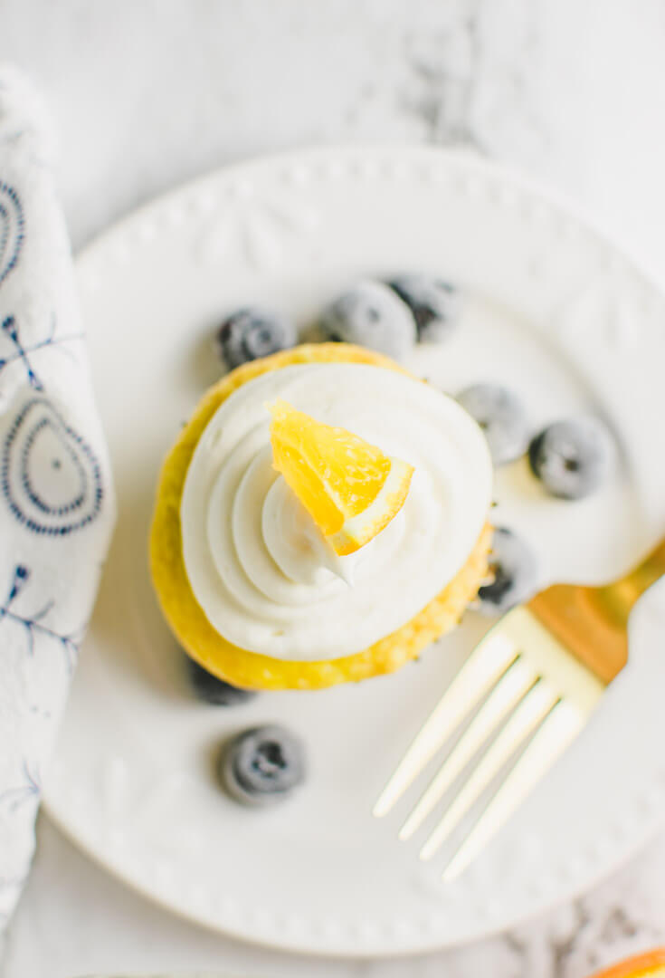 Overhead view of an Orange Crunch Cupcake