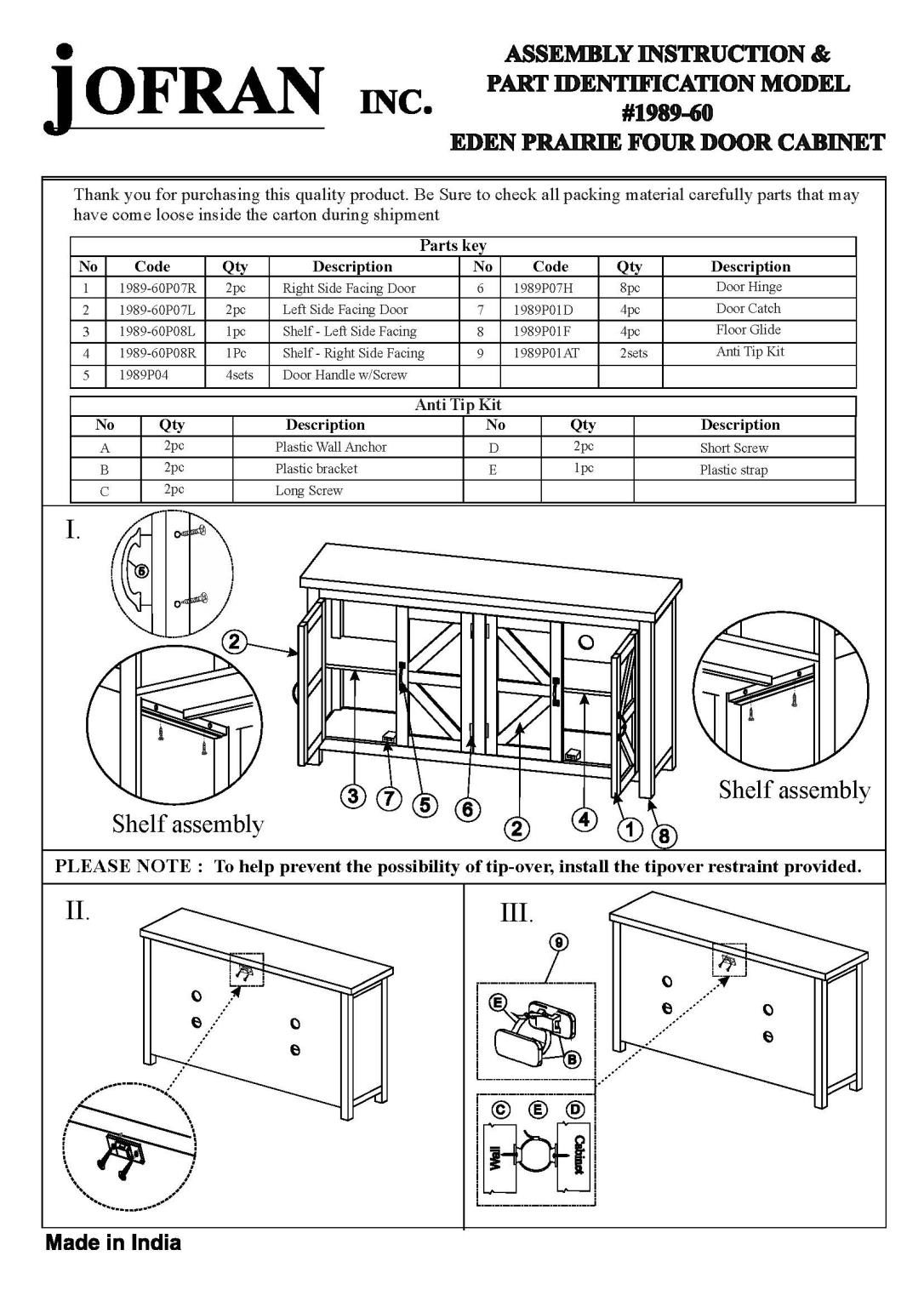 Jofran Furniture Reclamation Eden Prairie Brown 4 Door Accent