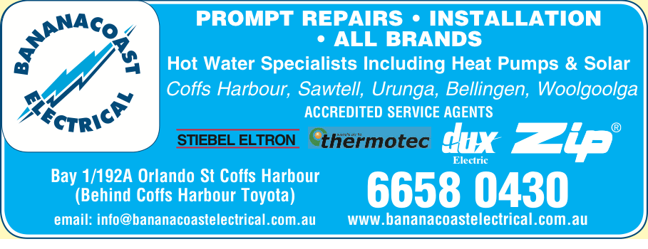 BANANACOAST ELECTRICAL in Coffs Harbour Hot Water Systems Localsearch