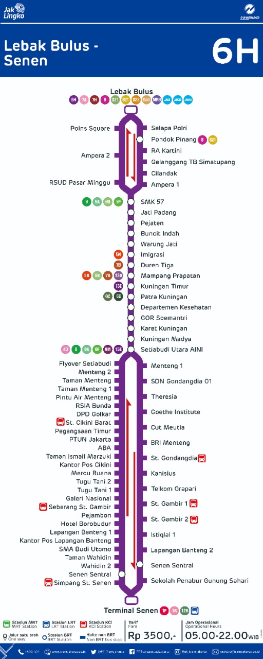 Rute Transjakarta 6H SenenLebak Bulus