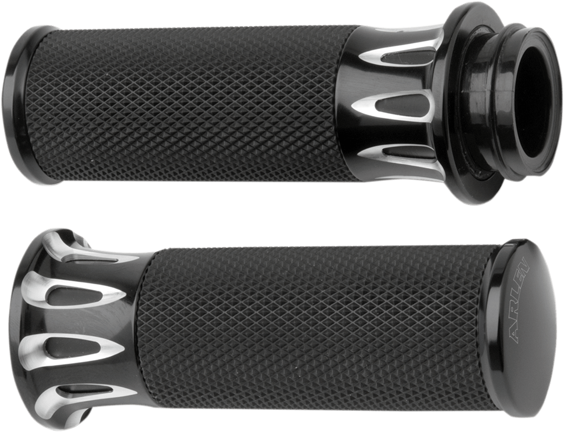 Arlen Ness Black Deep Cut TBW hand Grips for 0819 Harley Davidson