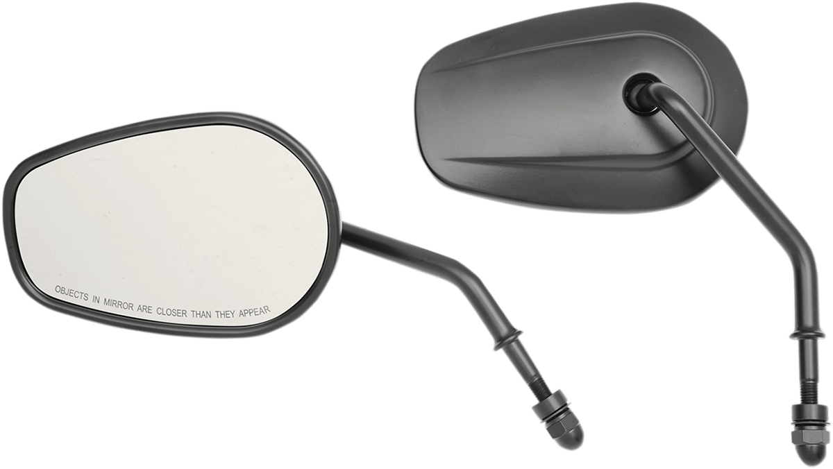 Drag specialties Black Teardrop Short Pair Handlebar Mirror Set Harley