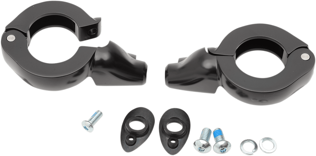 Drag Specialties Gloss Black 41mm Front Turn Signal Mount Kit Harley