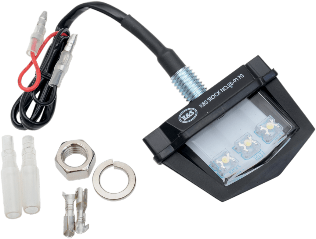 K&S Technologies White LED Clear Lens Motorcycle License Plate Light