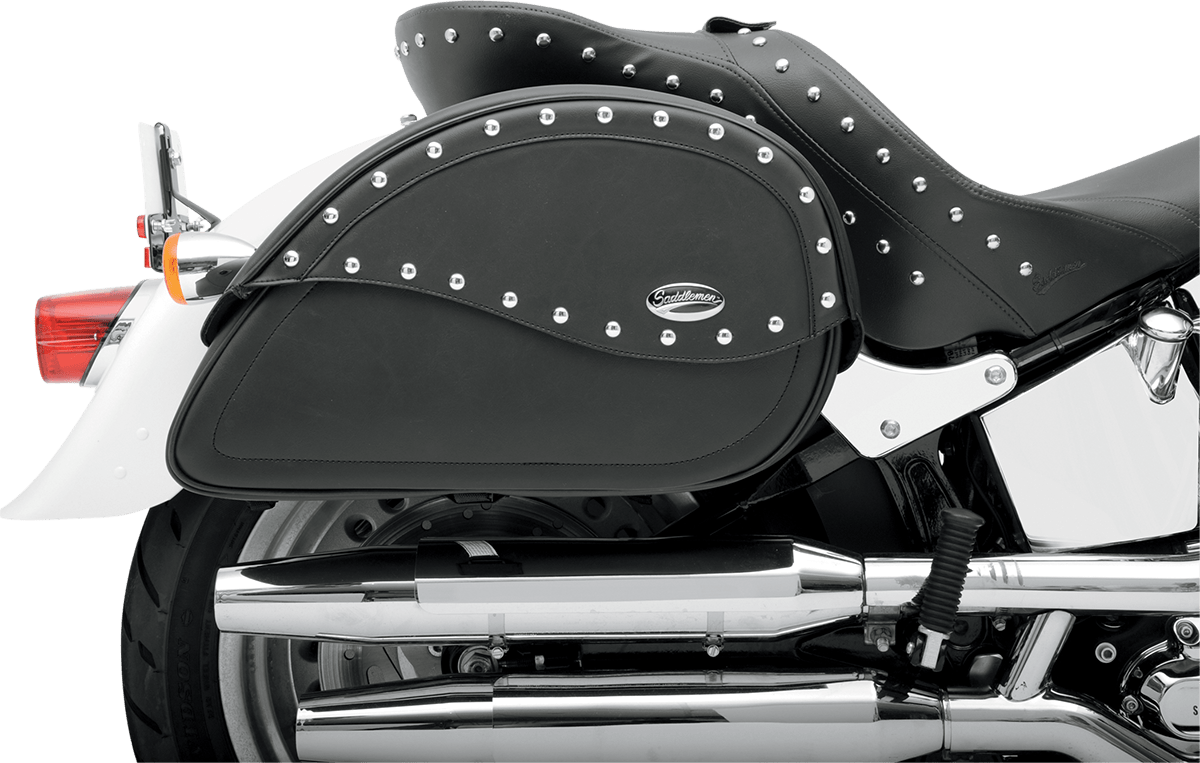 Saddlemen Black Desperado Leather Studded Motorcycle Saddlebags Harley