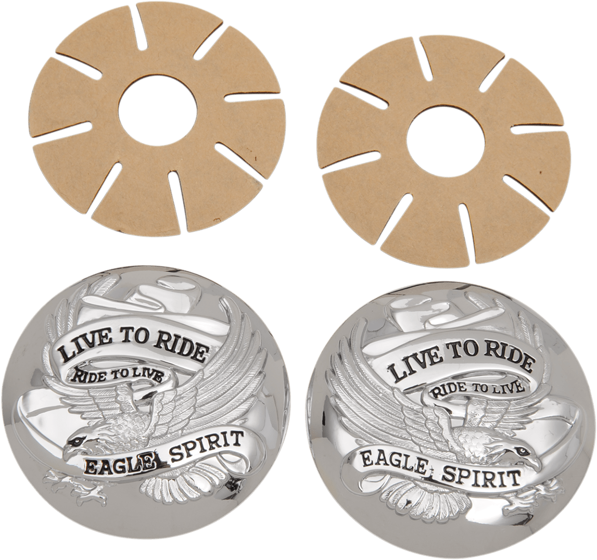 Drag Specialties Chrome Live To Ride Gas Cap Covers 7317 Harley Dyna