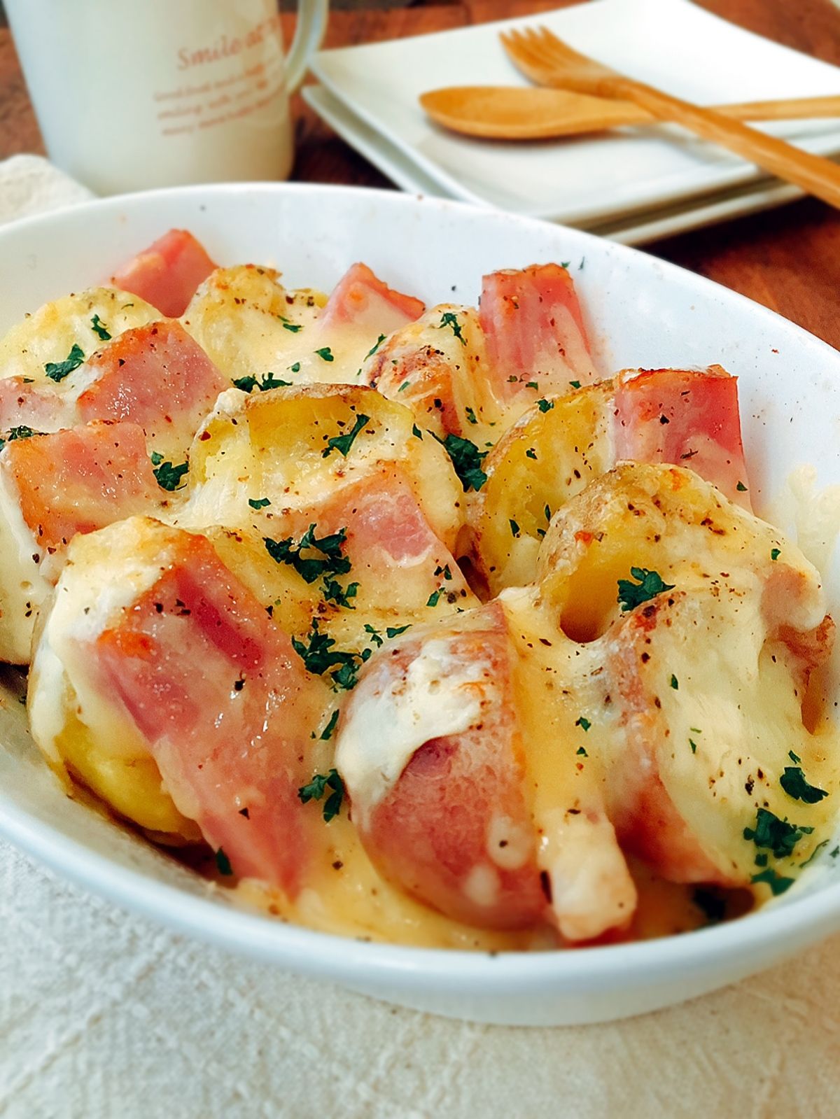 ハムとチーズのオーブンパフパンケーキのレシピ