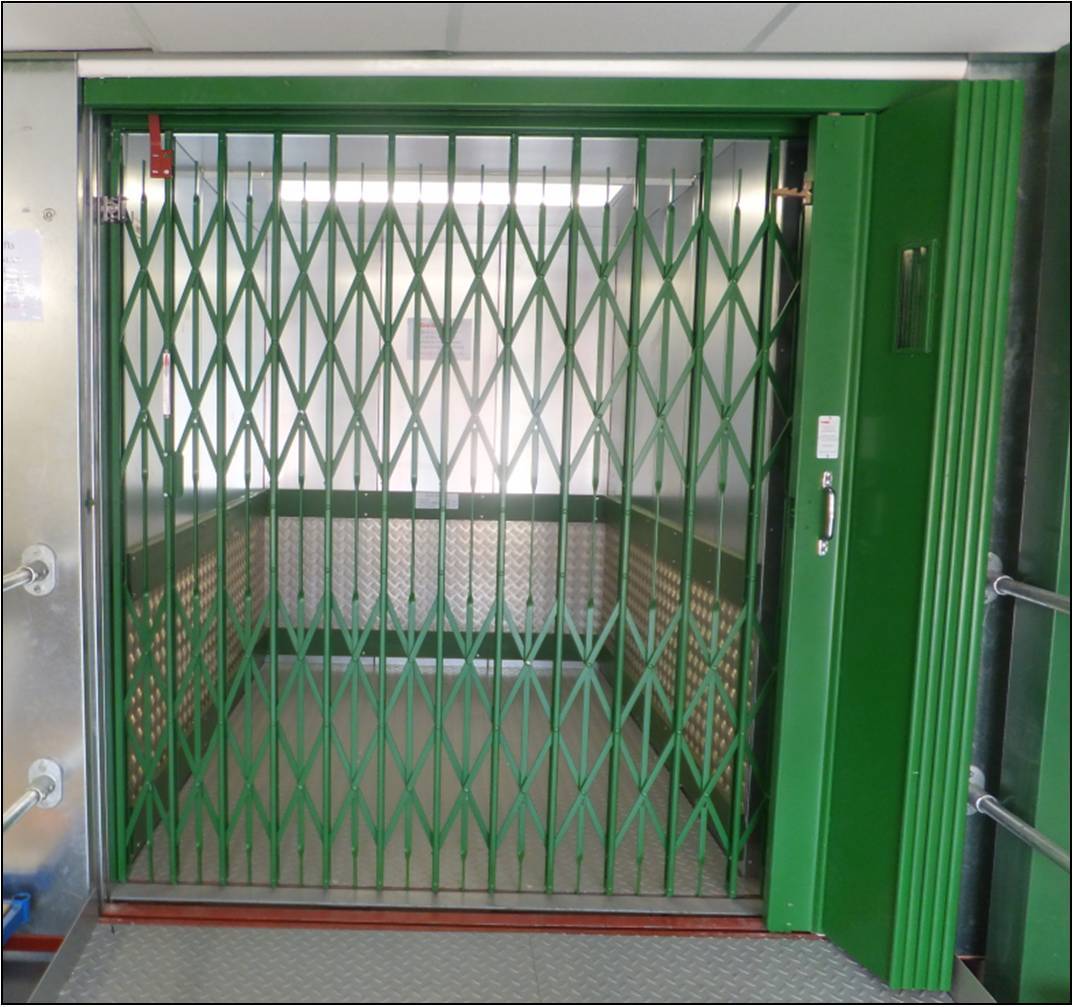 Mid Bar Collapsible Gate Goods lift car door Bolton Gate Company