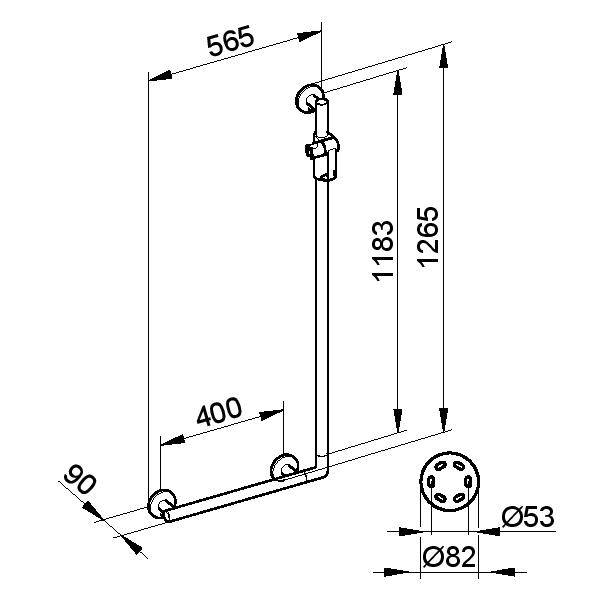 Angled Grab Bar Shower Slide Rail with Bracket PLAN CARE Grab bar