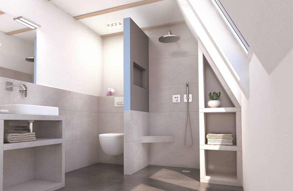 wedi Sanwell Shower Partition with Niche Wedi Systems (UK) Ltd NBS