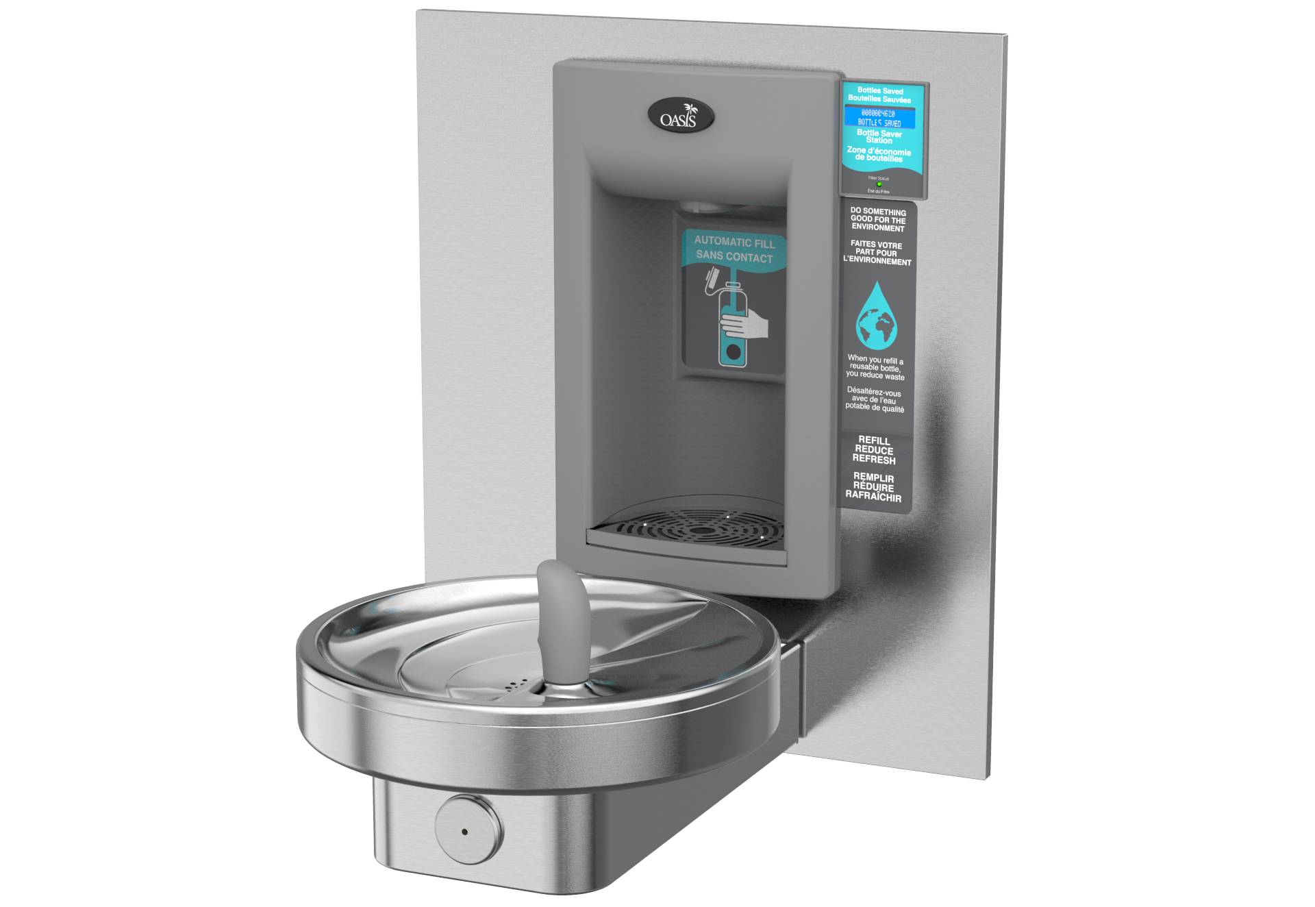 M140REBFY Fully Recessed HandsFree bottle filler With A Radii Modular