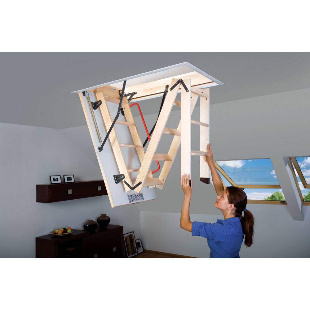 Wooden Loft Hatch with Ladder Fakro Ladder LWK Komfort 3 Wooden