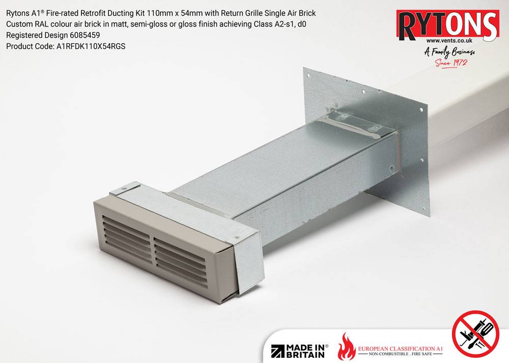 Rytons A1® Firerated Retrofit Ducting Kit 110mm x 54mm with Single Air