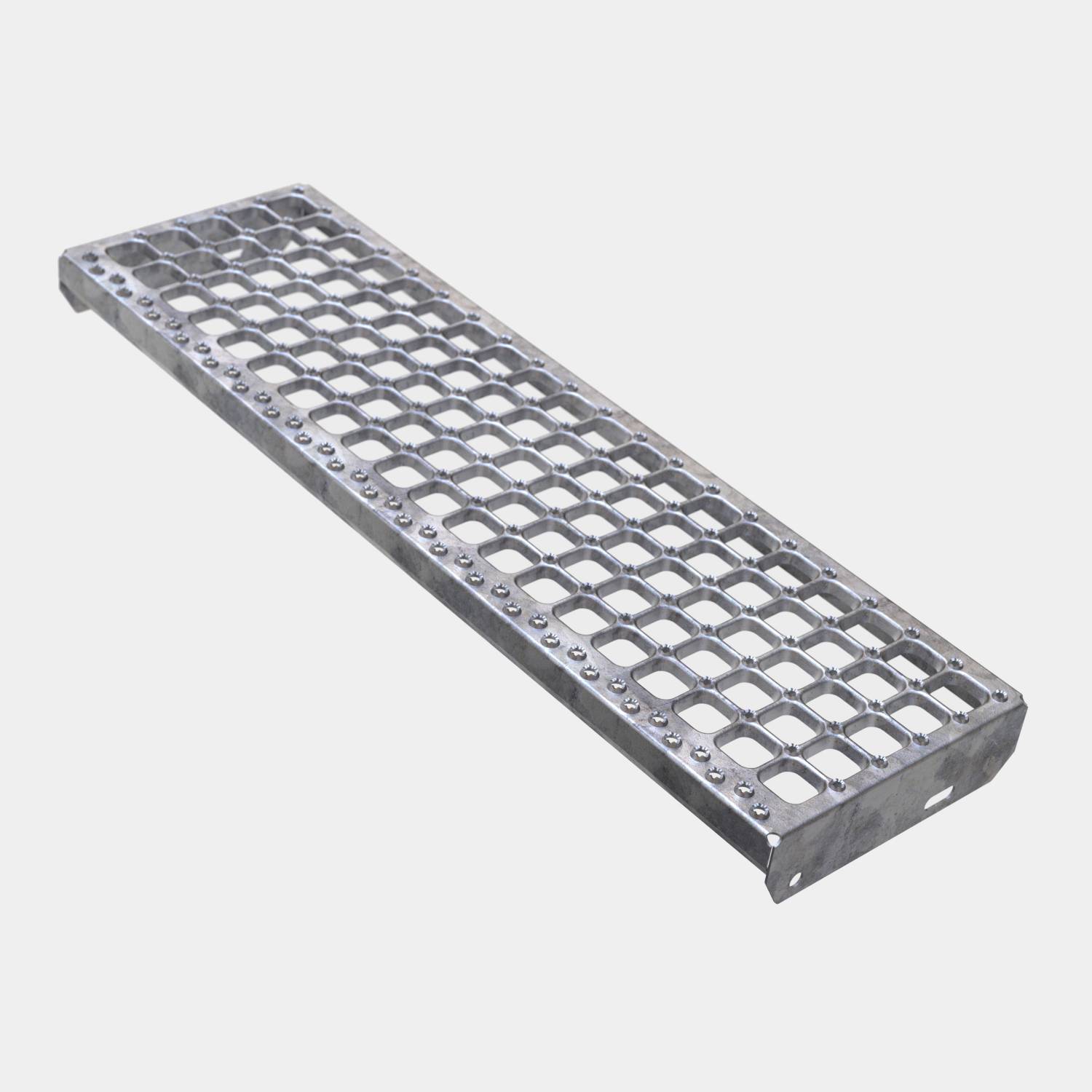Stair Tread BCUBE Oyster Perforated Metal Plank Elefant Gratings T/A PcP Gratings Ltd NBS
