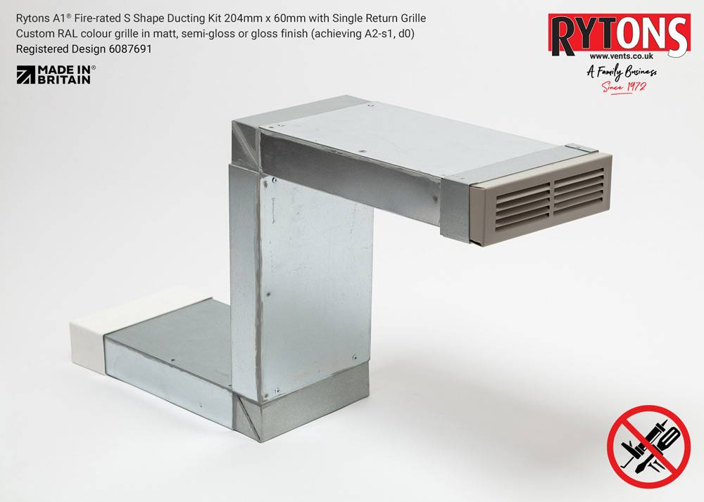 Rytons A1® Firerated SShape Ducting Kit 204 x 60 mm with Single Air